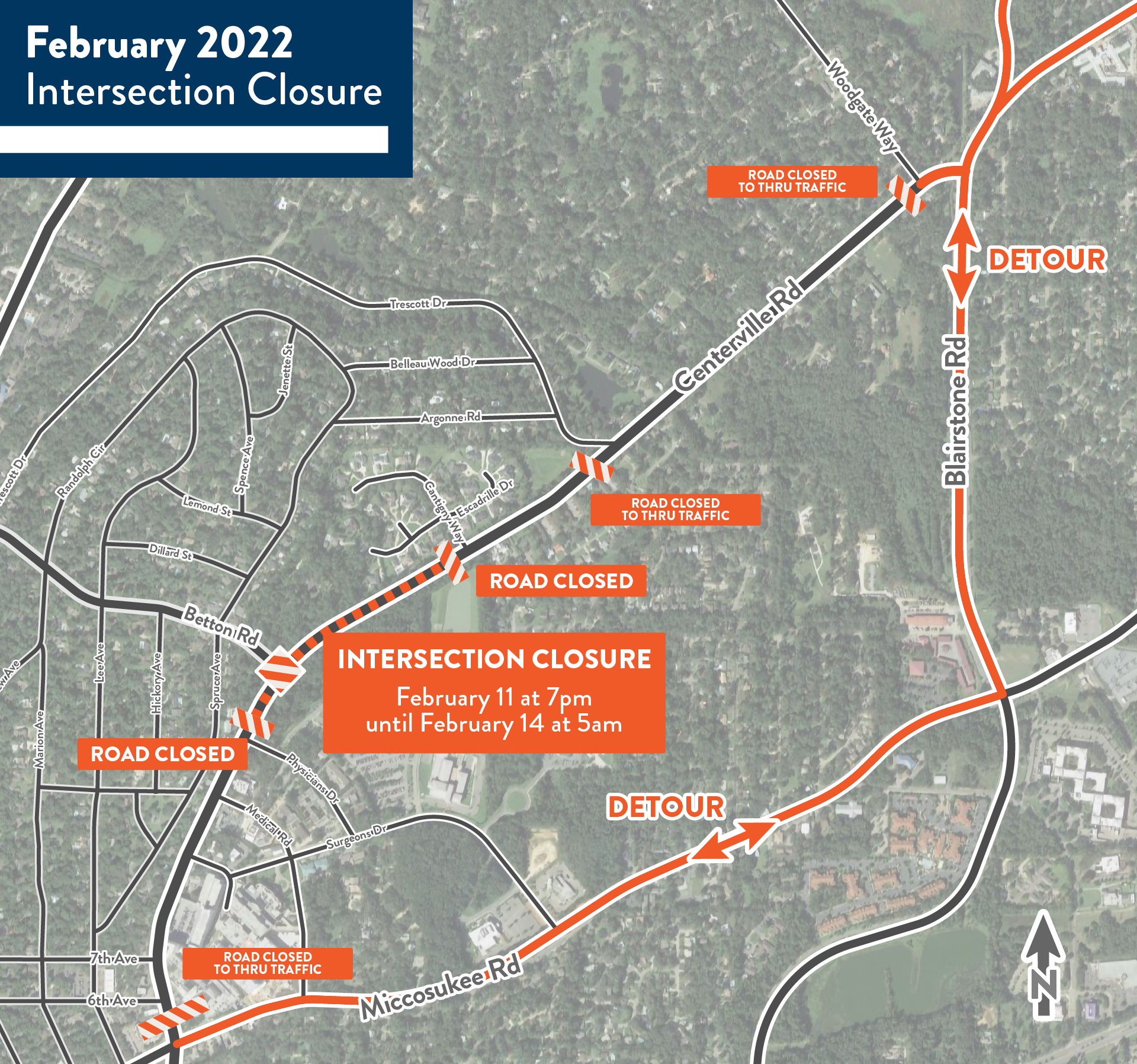 map of the detours and closed areas